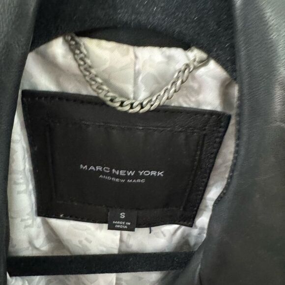 Marc New York Women Jacket Genuine Leather Quilted Small Black Moto Bikercore - Picture 4 of 16